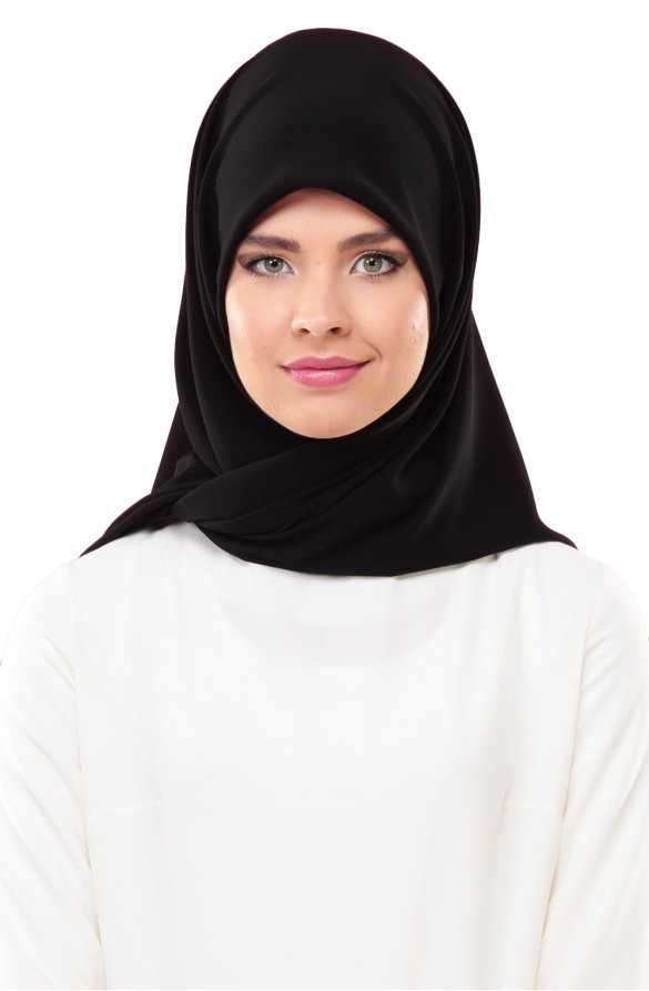 Cachmira Medine İpeği Vav Desenli Siyah Eşarp